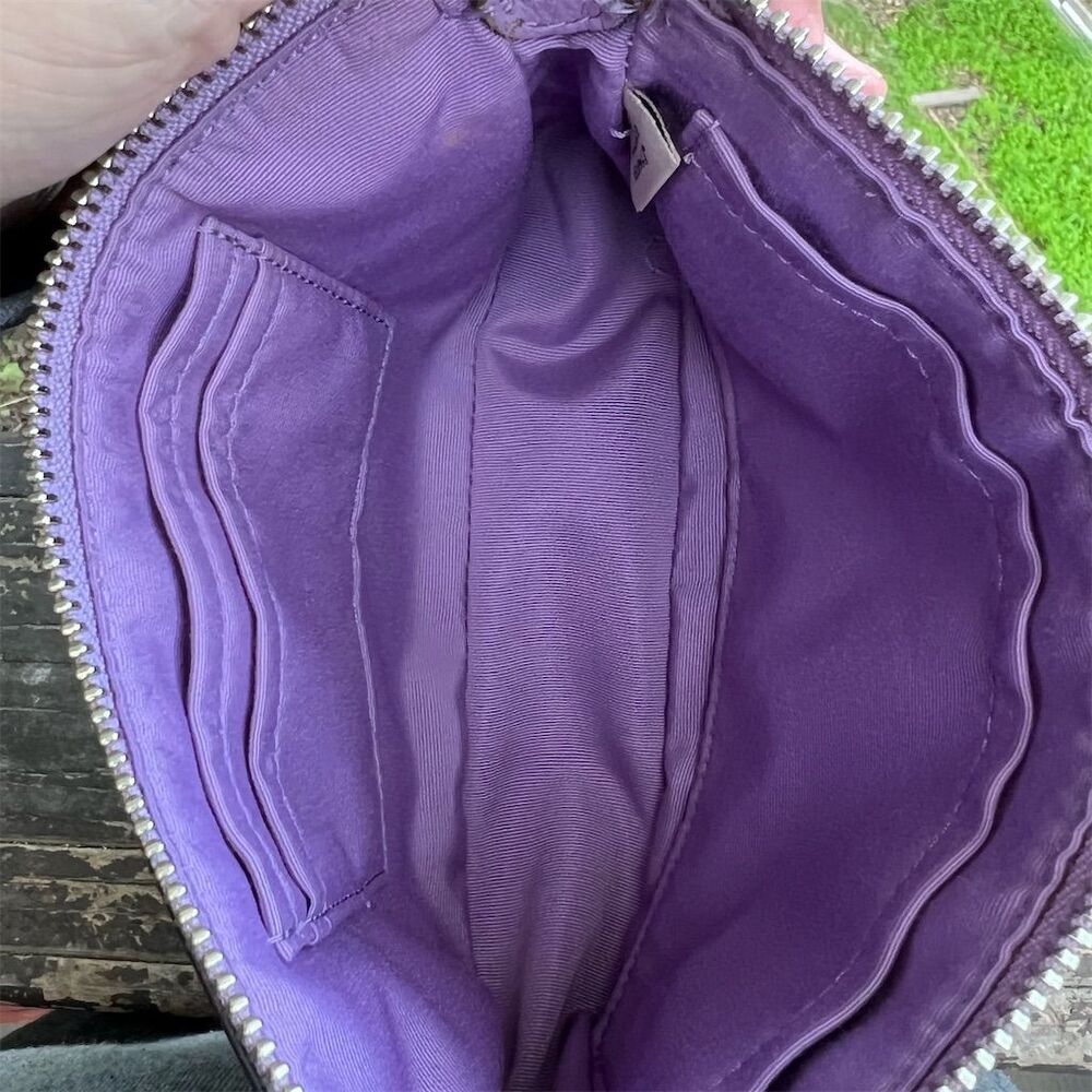 COACH Purple Pebble Leather Shoulder Bag Clutch w Silver Hardware AUTHENTIC - Picture 8 of 9